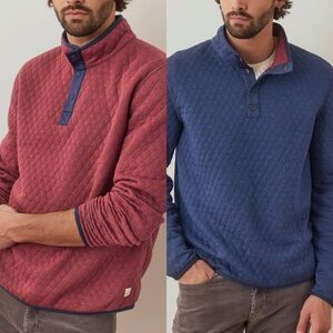 Marine Layer Men’s M‎ Corbet Quilted Reversible Pullover Snap Fleece Sweatshirt